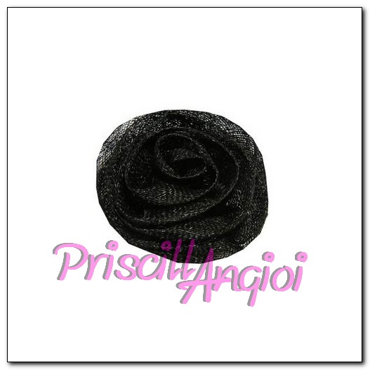Flor rosa de sinamay mediana 10 cm negro - Haga un click en la imagen para cerrar